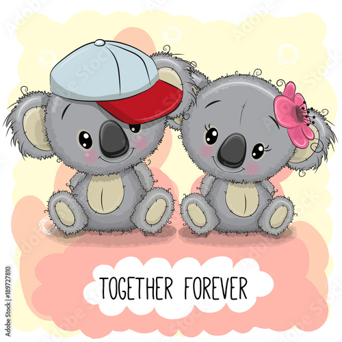 Wall Mural Cute Cartoon Koalas boy and girl