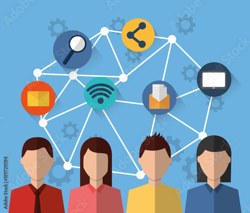 people internet social media work communication vector illustration