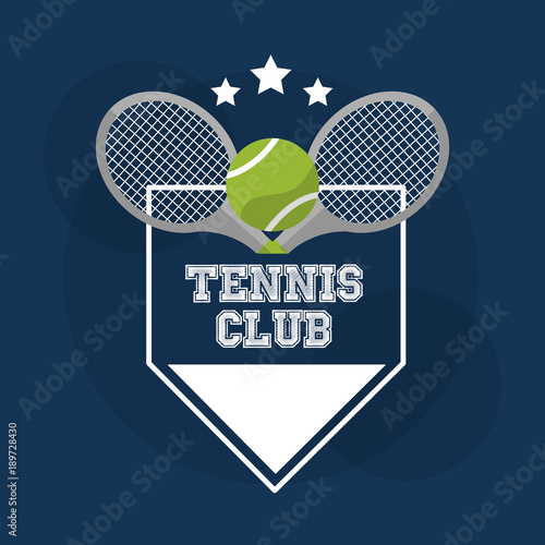 tennis club racket ball banner stamp design vector illustration