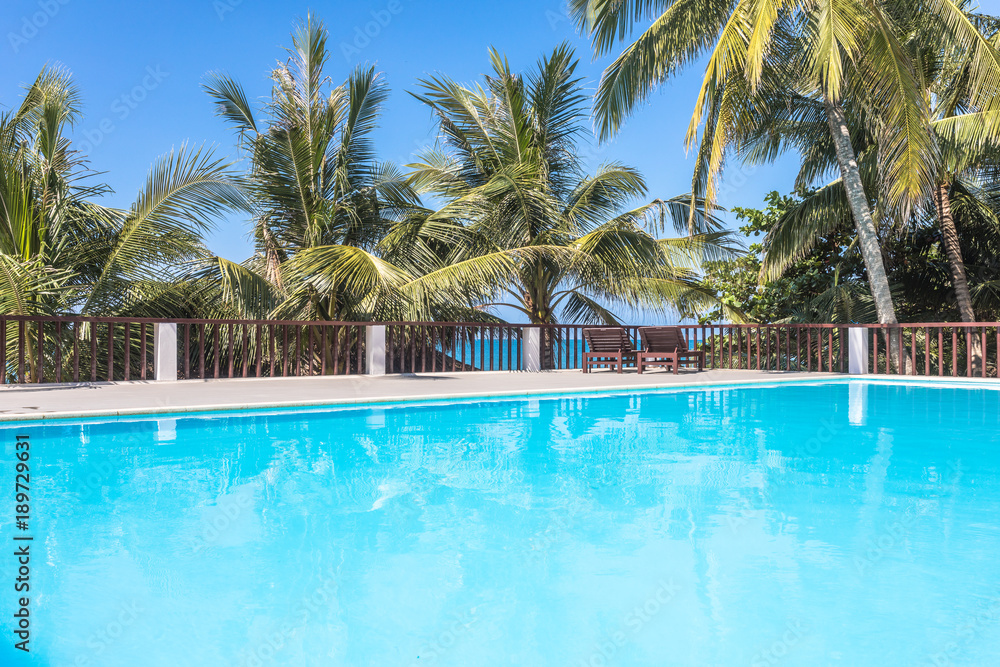 swimming pool and sun lounge