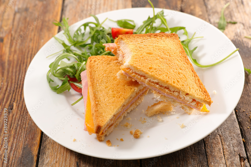 bread toast with cheese and ham