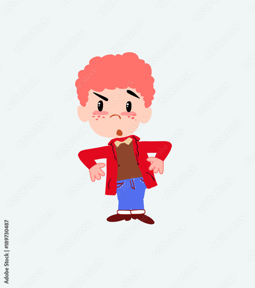 White boy in jeans with an expression of unpleasant surprise. White boy in jeans with an expression of unpleasant surprise.