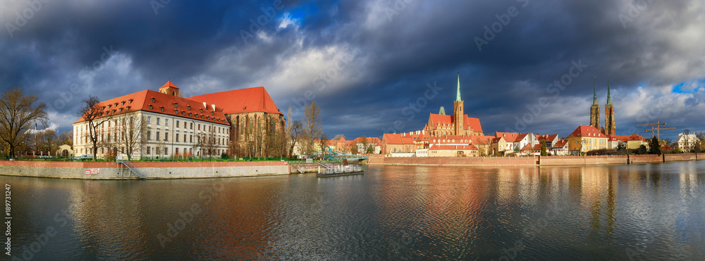 Cathedral Island in Wroclaw, Poland, panoramic image