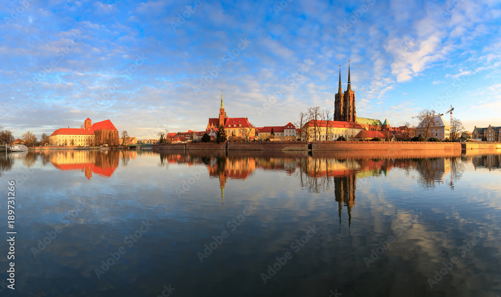 Cathedral Island in Wroclaw, Poland, panoramic image