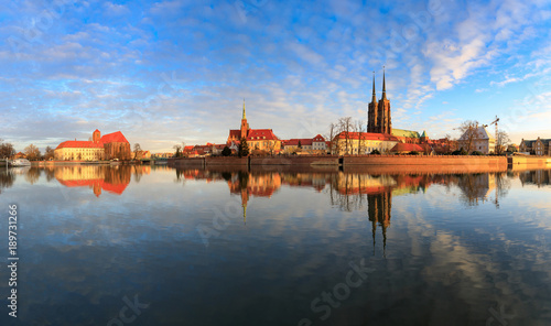 Cathedral Island in Wroclaw  Poland  panoramic image