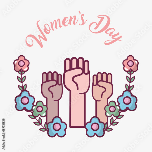 oppose hands up with flowers celebration womens day