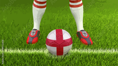 Man and soccer ball with English flag