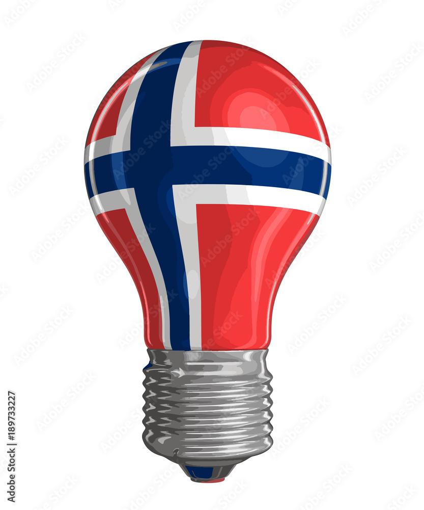 Obraz premium Light bulb with Norwegian flag. Image with clipping path