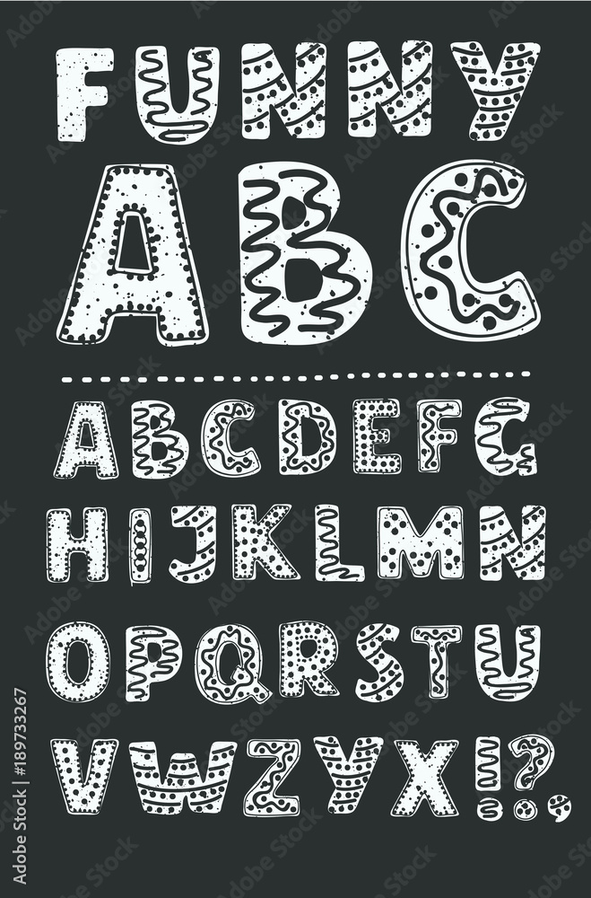 Funny font with tribal ornament. Vector alphabet for fun illustrations ...