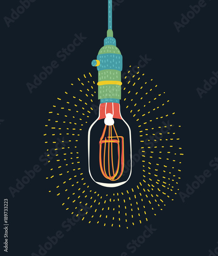 Tableau sur toile Edison light bulb on dark, vector design element