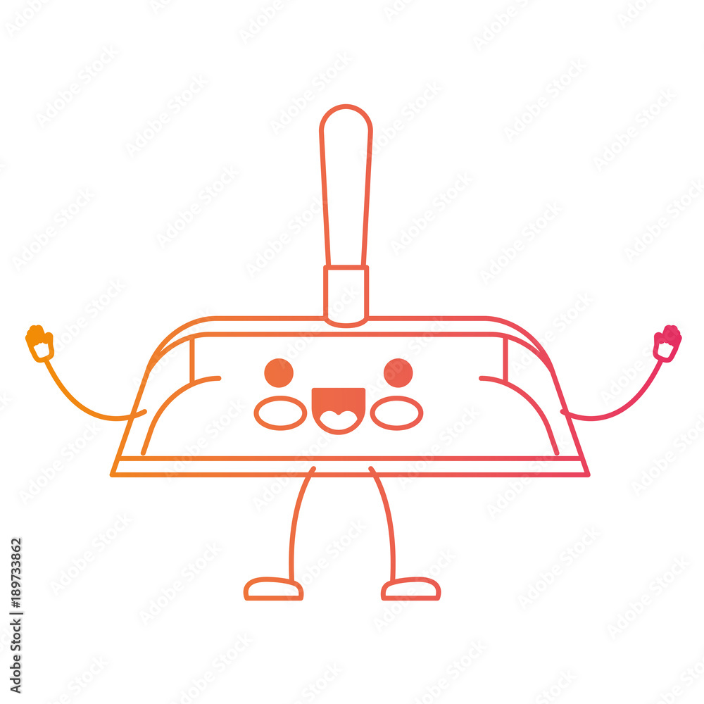 kawaii cartoon hand dustpan with wooden stick in degraded yellow to magenta silhouette vector illustration kawaii cartoon hand dustpan with wooden stick in degraded yellow to magenta silhouette vector illustration