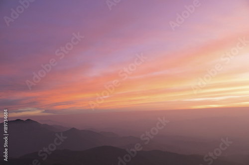 Blurred for Background.Clouds and mountains in the sunset in the winter. © Nipaporn