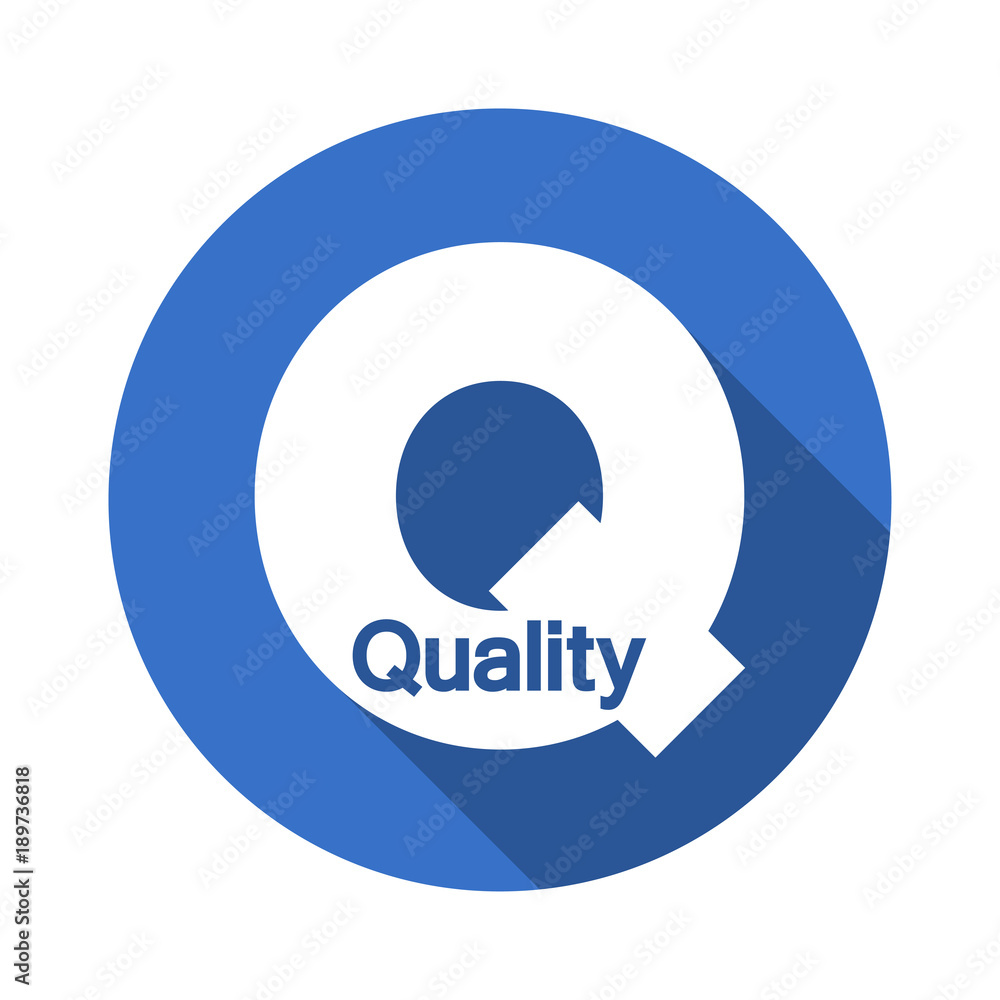 Logotipo Quality espacio negativo en Q con sombra en circulo azul Logotipo Quality espacio negativo en Q con sombra en circulo azul