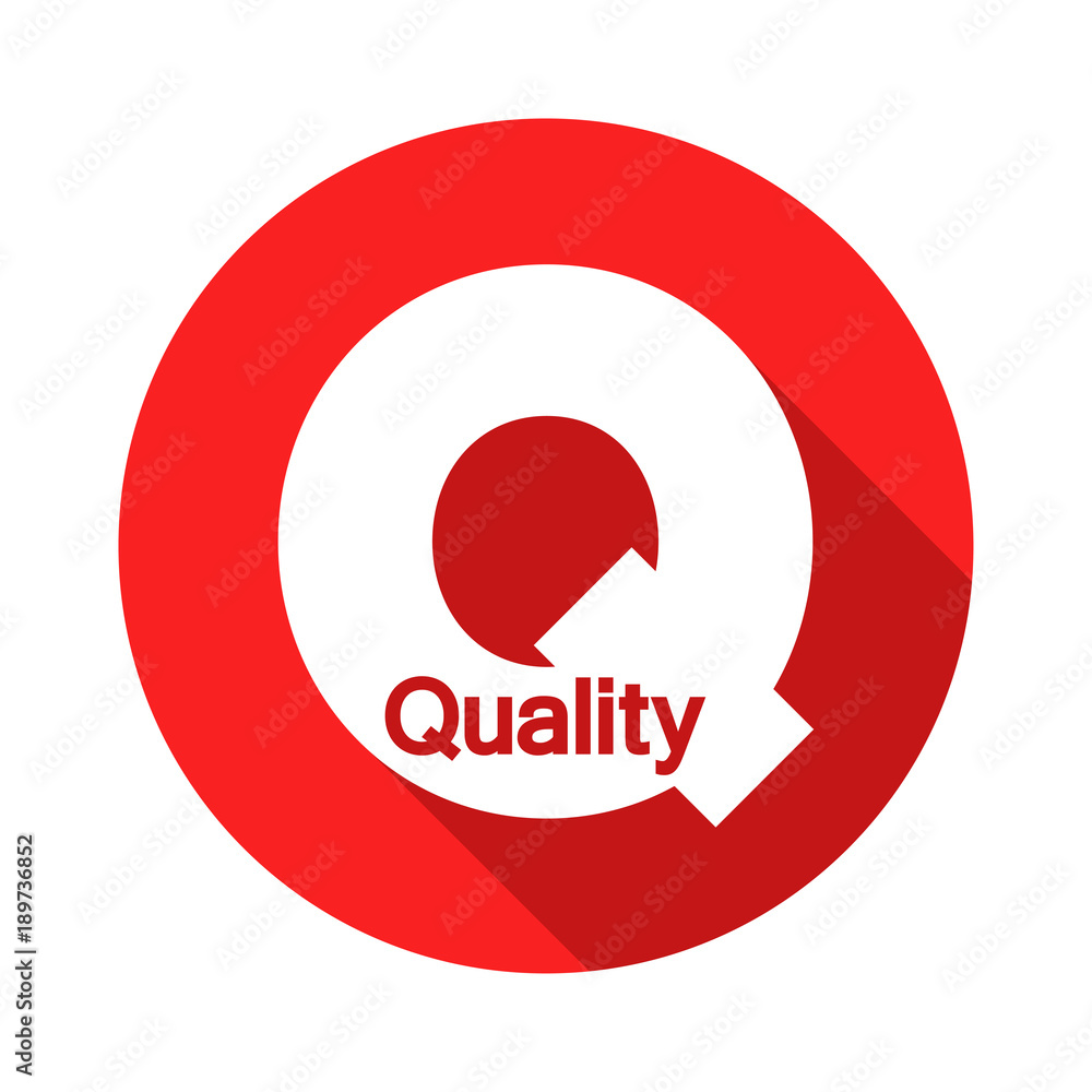 Logotipo Quality espacio negativo en Q con sombra en circulo rojo Logotipo Quality espacio negativo en Q con sombra en circulo rojo