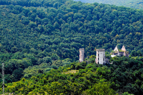 Scenic view of Chervonohorod Castle ruins Nyrkiv village, Ternopil region, Ukraine photo