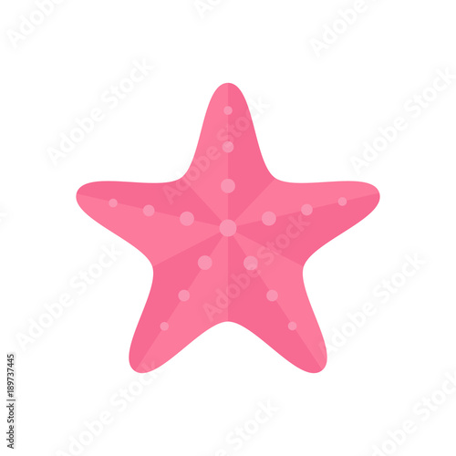 Pink starfish, ocean, marine animal vector graphic illustration, isolated on white background. Starfish icon or logo.