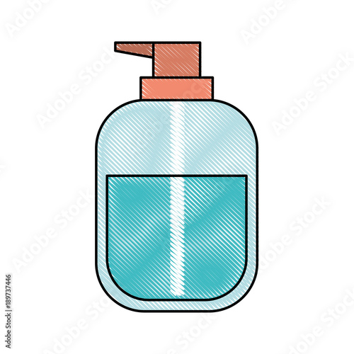 liquid soap bottle dispenser in colored crayon silhouette vector illustration
