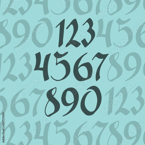 Collection of hand drawn numbers. Vector Hand Drawn Script Numbers from 0 to 9. 
