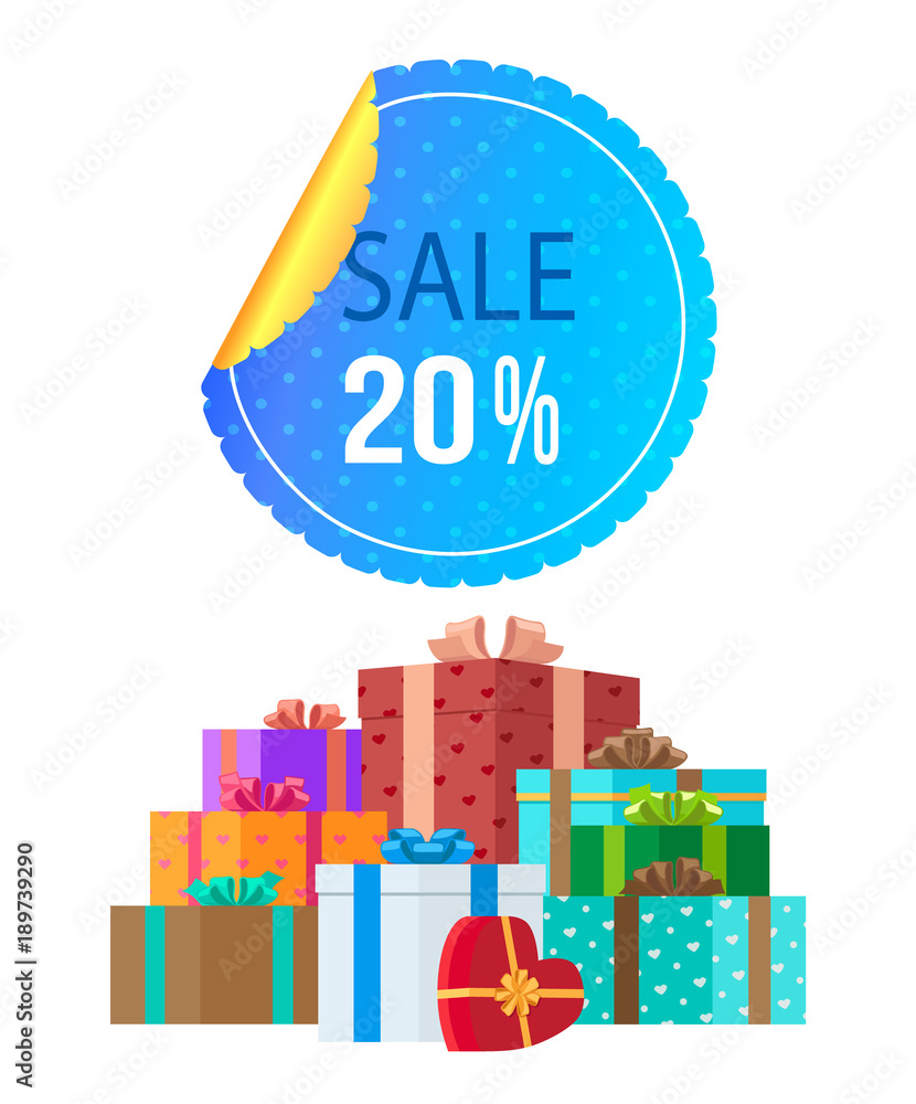 Sale Banner with Various Gifts Vector Illustration