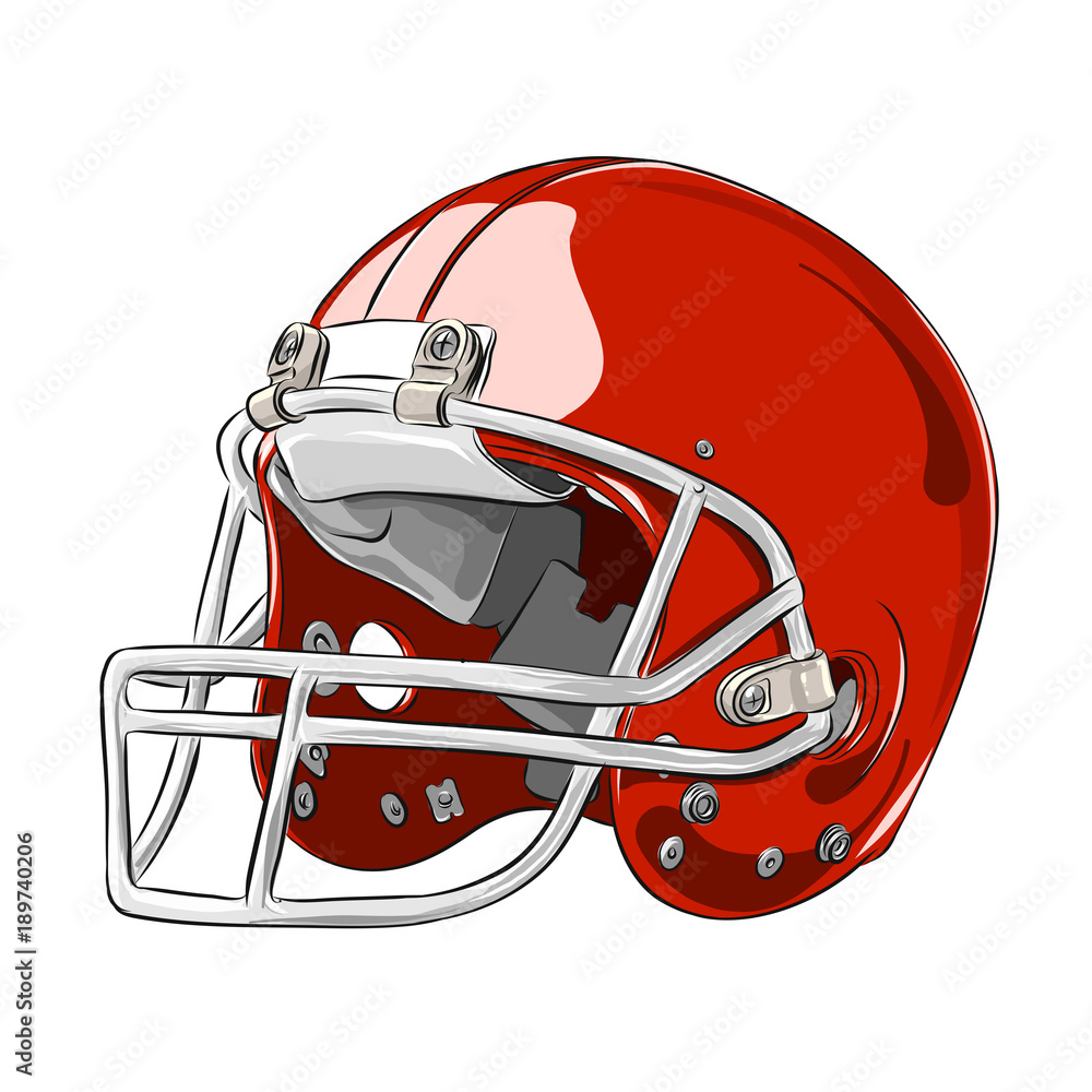 American football helmet red colour vector illustration Stock Vector