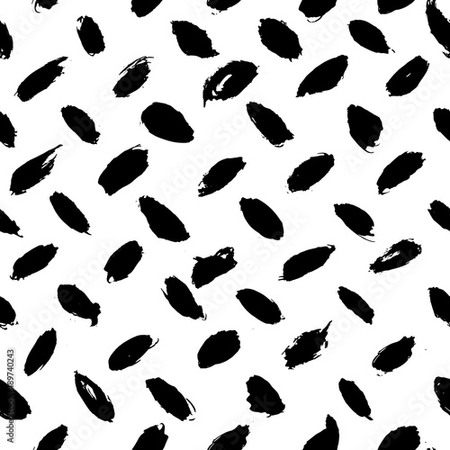 Ink abstract seamless pattern. Background with artistic strokes in black and white sketchy style. Design element for backdrops and textile