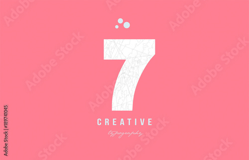 7 pink white number logo icon design