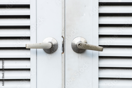 Detail of steel door handle