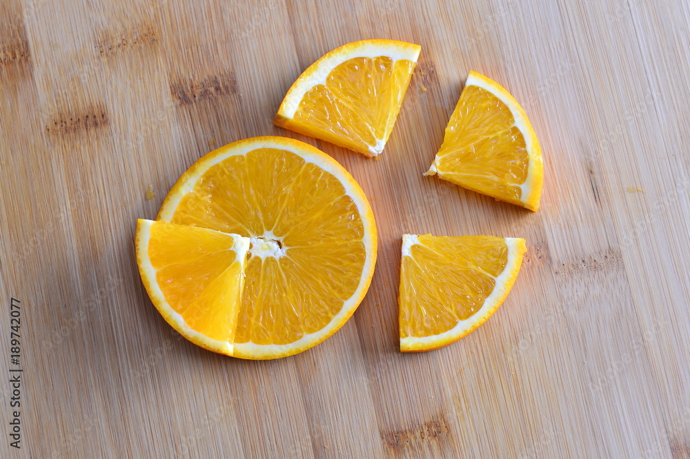 Orange isolated in wooden background Orange isolated in wooden background