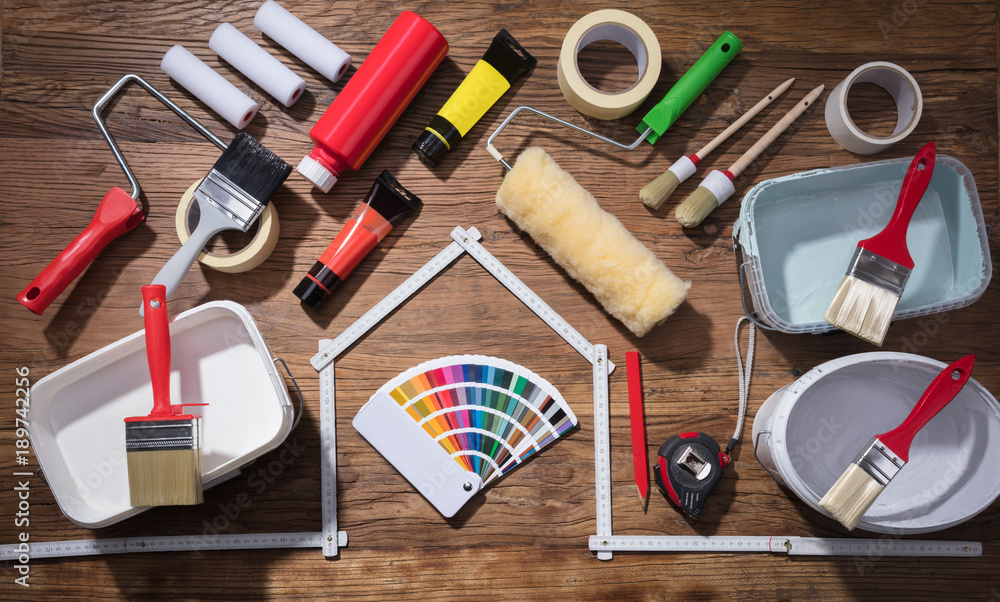 Various Painting Tools With Color Palette Various Painting Tools With Color Palette
