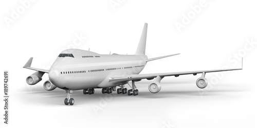 Passenger plane 3D render on a white background