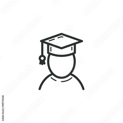 black and white frameless icon of the graduate of the university