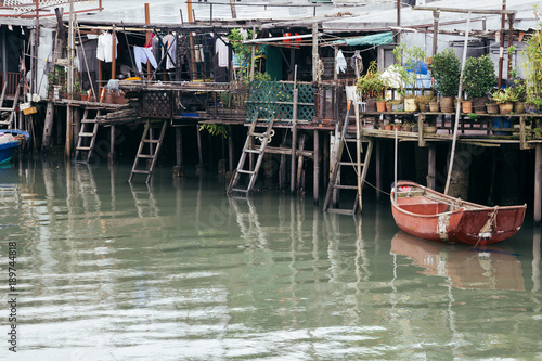 Tai o fishing village  Old floating house and sea in HongKong