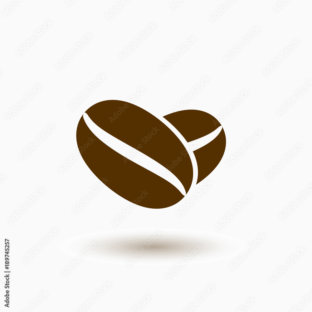 Coffee bean vector icon, caffeine symbol. Modern, simple flat vector illustration Coffee bean vector icon, caffeine symbol. Modern, simple flat vector illustration