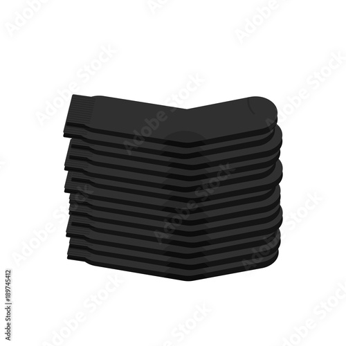 Stack of black socks isolated. Vector illustration