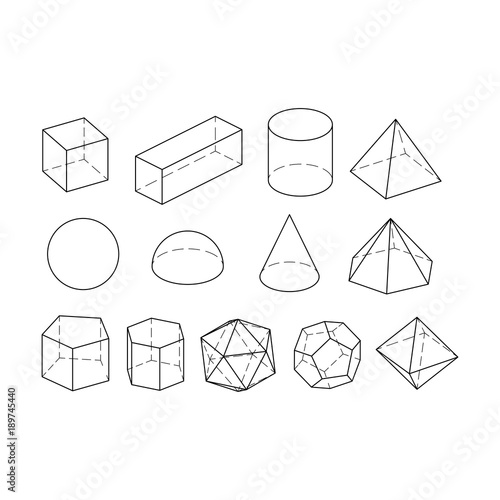 Geometric Shapes Isometric vector line