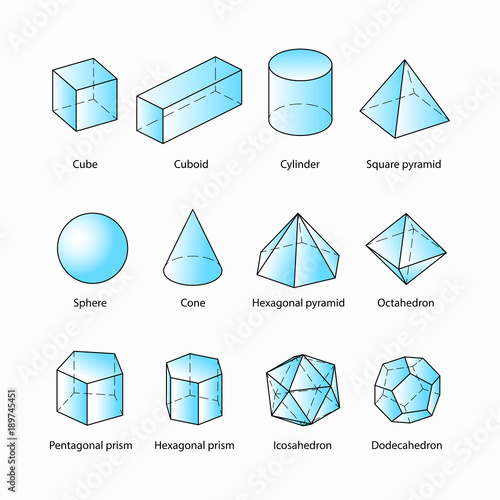 Geometric Shapes Isometric vector line