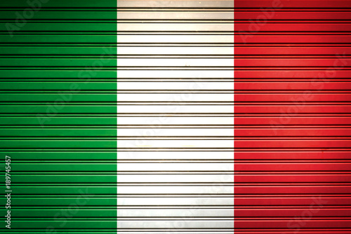 Italy Southern Europe Flag sign in iron garage door texture, flag background