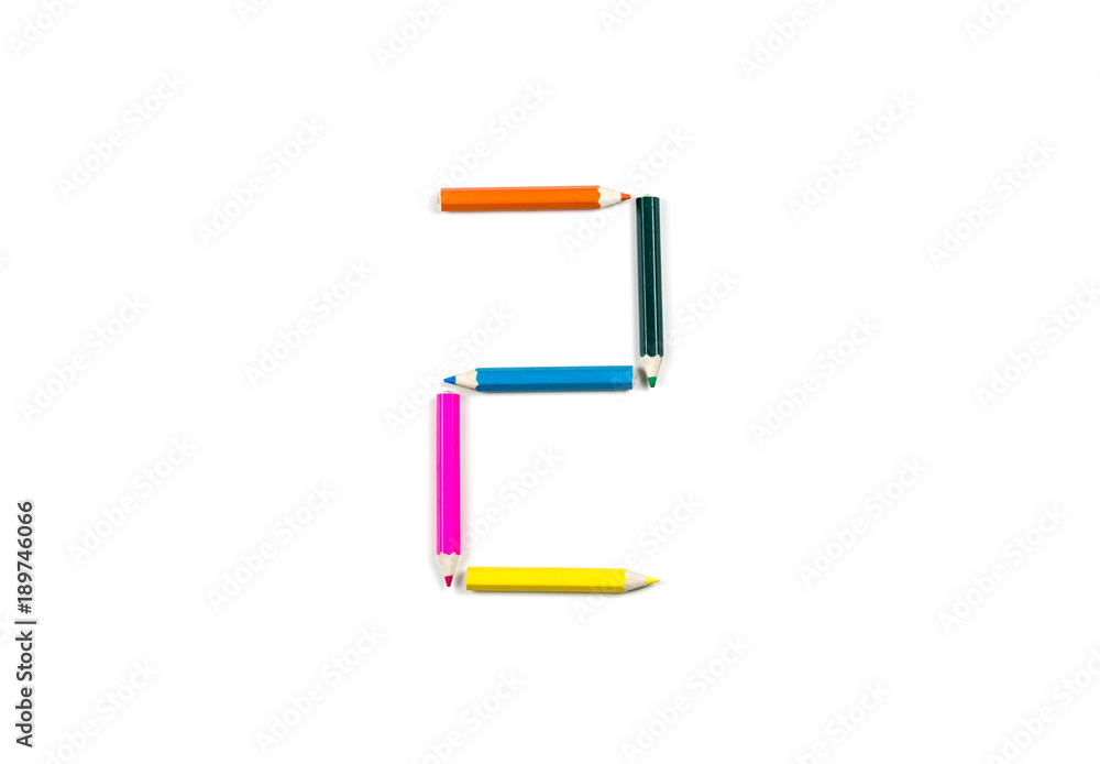 Number two made of colored pencils Number two made of colored pencils