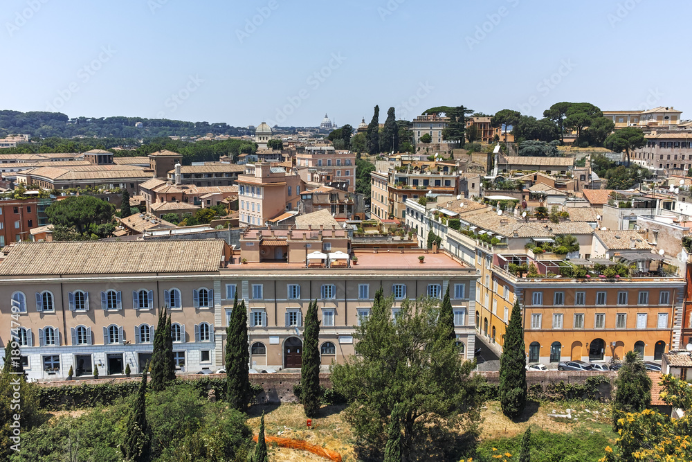 Panoramic view From Palatine Hill in city of Rome, Italy