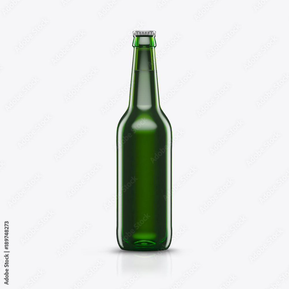 3D render beer bottle green on a white background 3D render beer bottle green on a white background