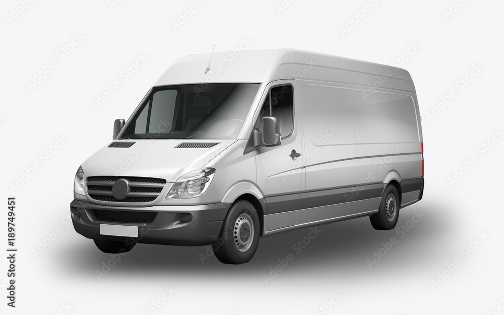 3D render van on a white background