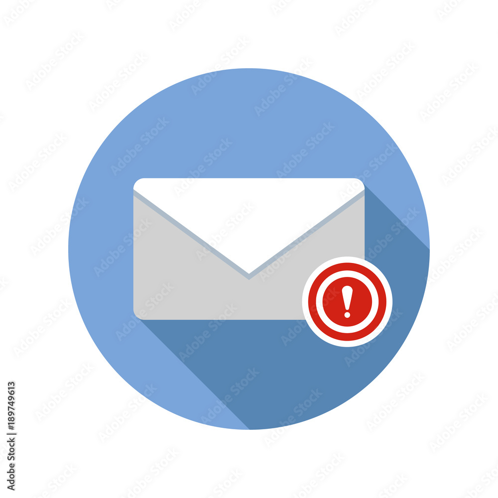 Important message icon. Email icon with long shadow. Important message icon. Email icon with long shadow.