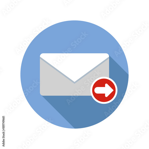 Fototapeta Naklejka Na Ścianę i Meble -  Mail forwarding icon. Email icon with long shadow.