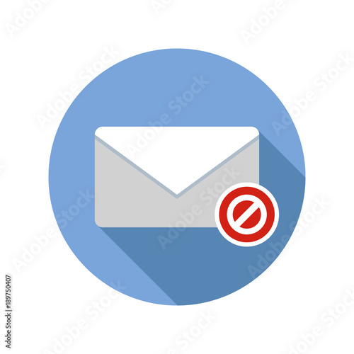 Blocked mail icon. Email icon with long shadow.