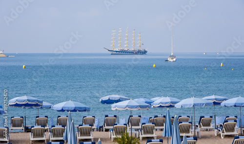 a beach in Cannes, in the famous French Riviera photo