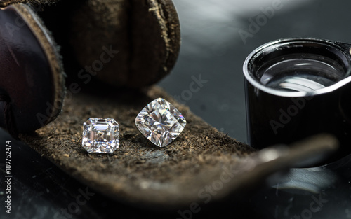 Luxury diamonds on the leather photo