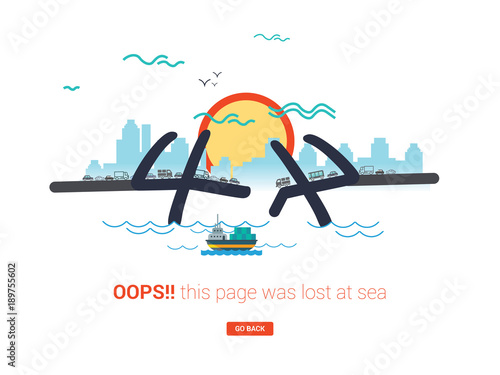404 error page template for website. 404 alert flat design