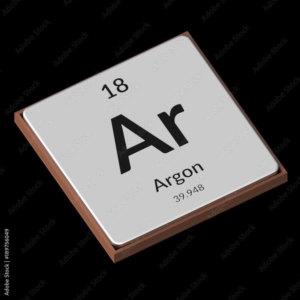 Chemical Element Argon Embossed Metal Plate on a Black Background Chemical Element Argon Embossed Metal Plate on a Black Background