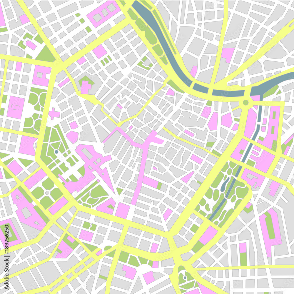 Fototapeta premium Ilustracja mapa miasta środkowego Wiednia (wien) (bez tekstu)