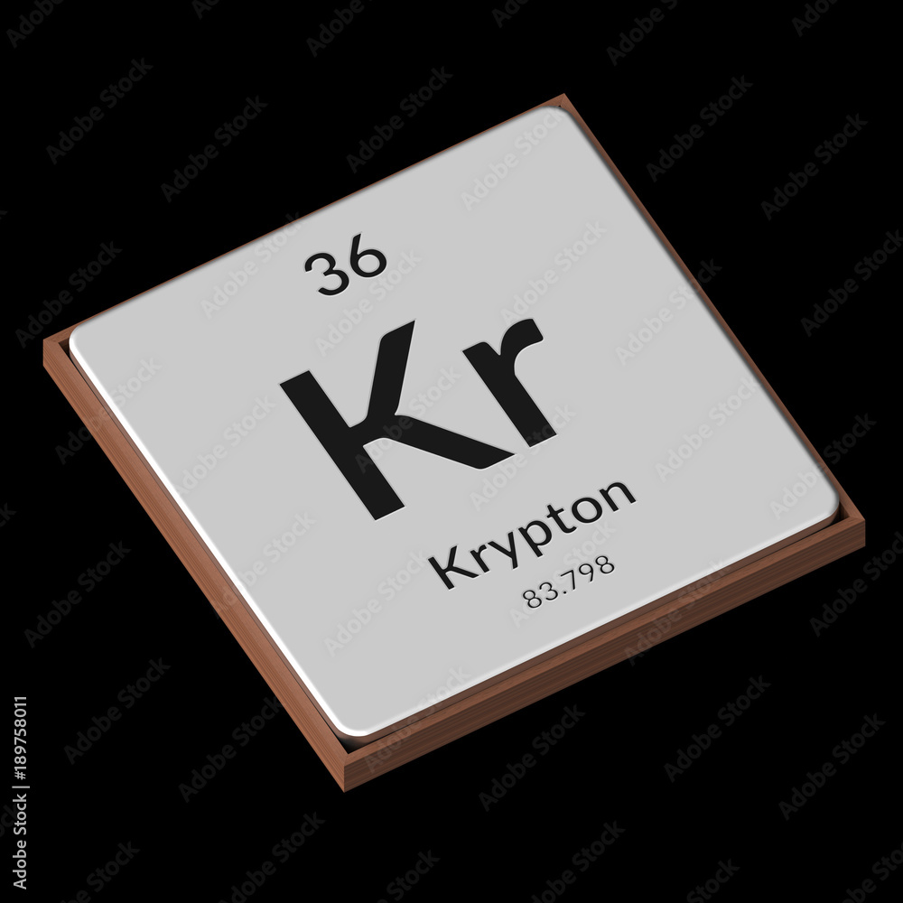 Chemical Element Krypton Embossed Metal Plate on a Black Background Chemical Element Krypton Embossed Metal Plate on a Black Background